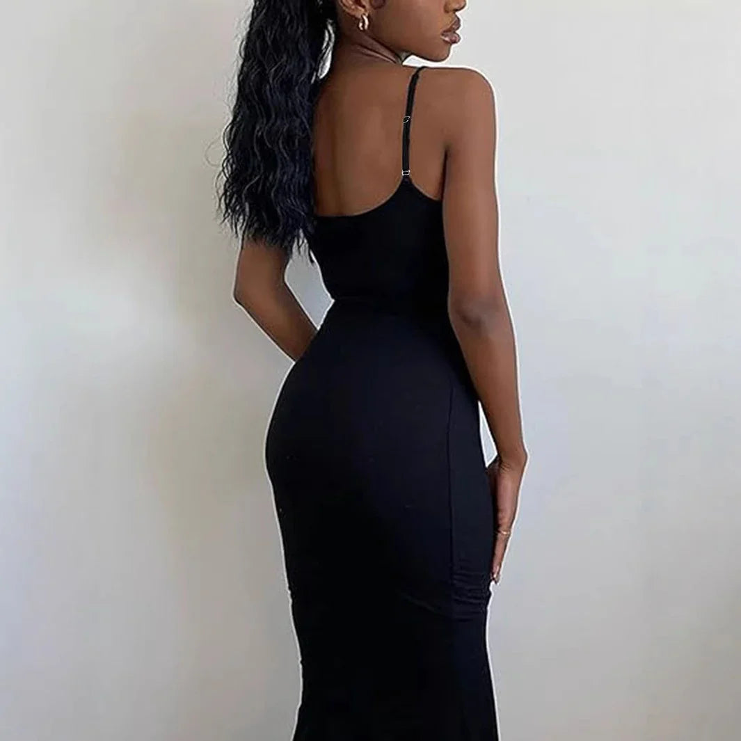 Summer Sling Fashion Sexy Backless High Waist Skinny Sheath Fishtail Dress