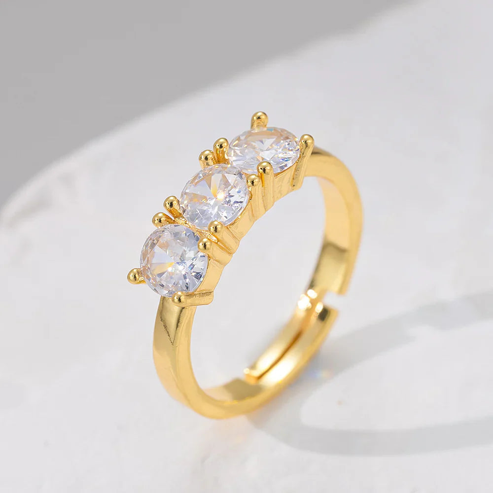 European And American Fashion Cool Gold Square Geometric Diamond Ring