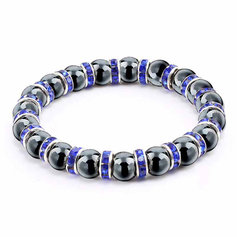 Haematite Beaded Bracelet Single Circle Couple Micro Inlay Rhinestones