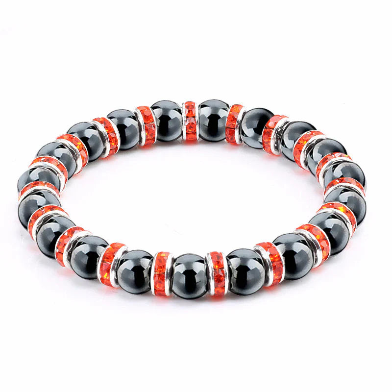 Haematite Beaded Bracelet Single Circle Couple Micro Inlay Rhinestones
