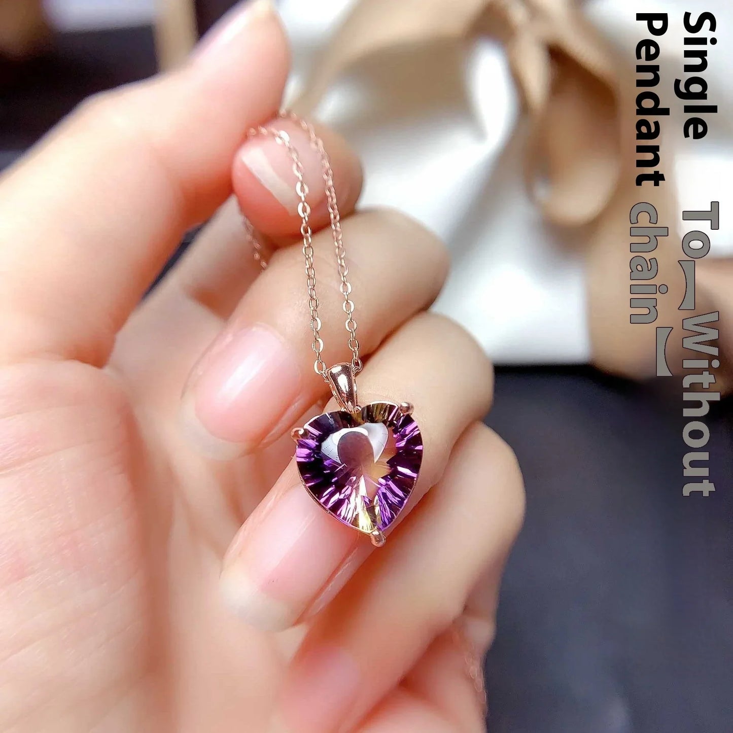 Heart-shaped Artificial Gradient Colorful Tourmaline Open Ring