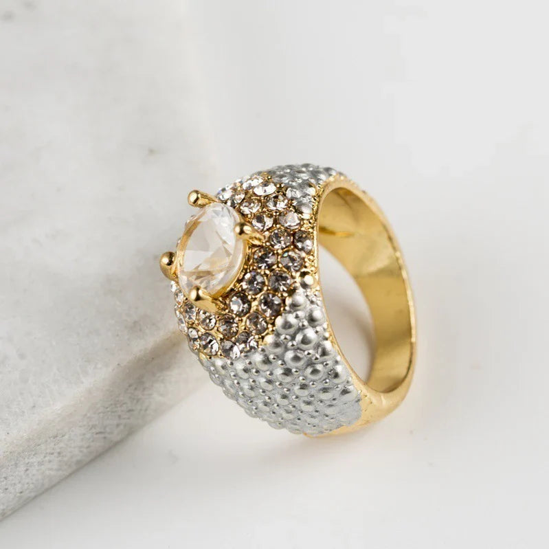 Gold-plated Square European And American Gemstone Ring