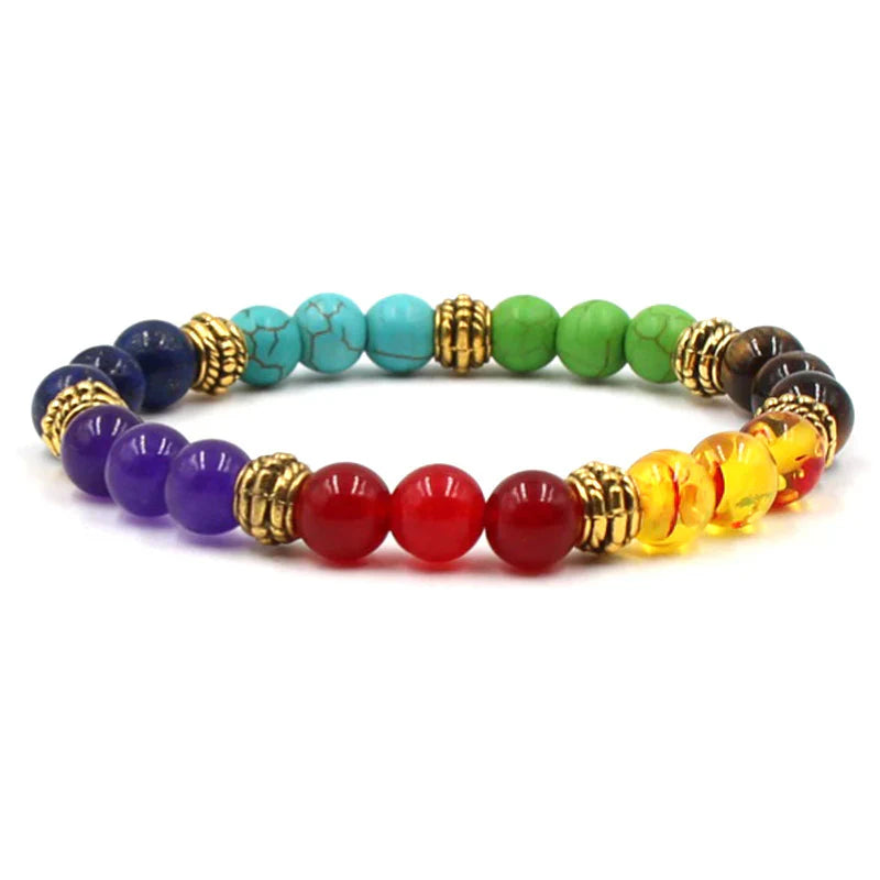 Natural Stone Colorful Energy Yoga Bracelet 8mm