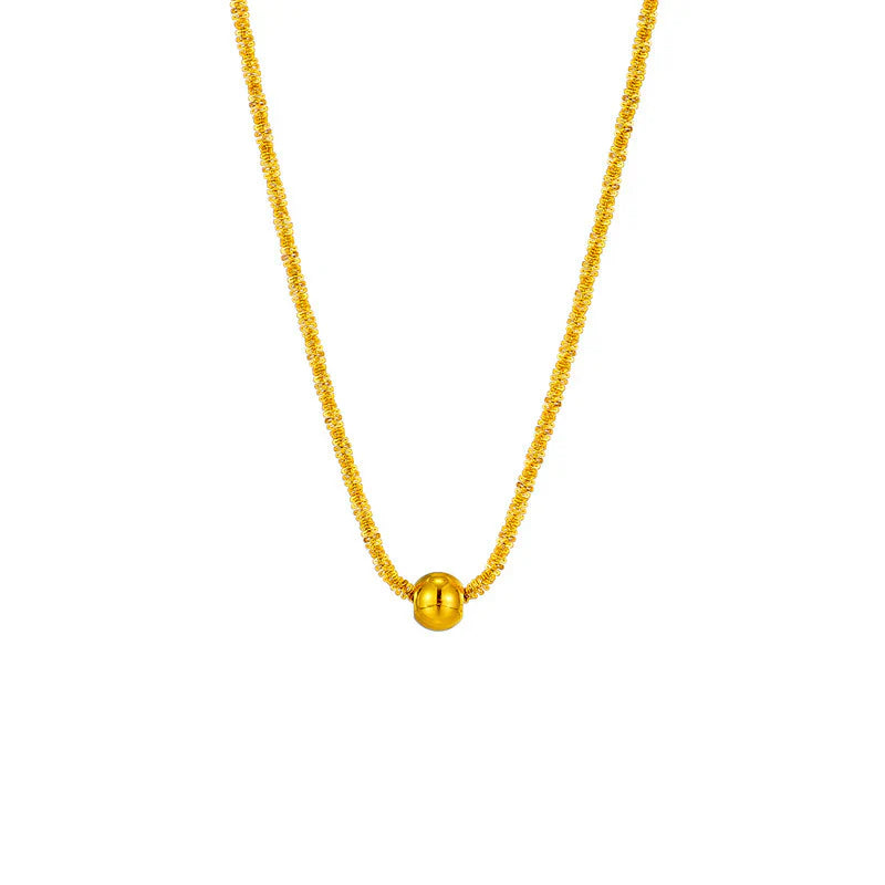 Metal Round Beads Thread Wave Necklace