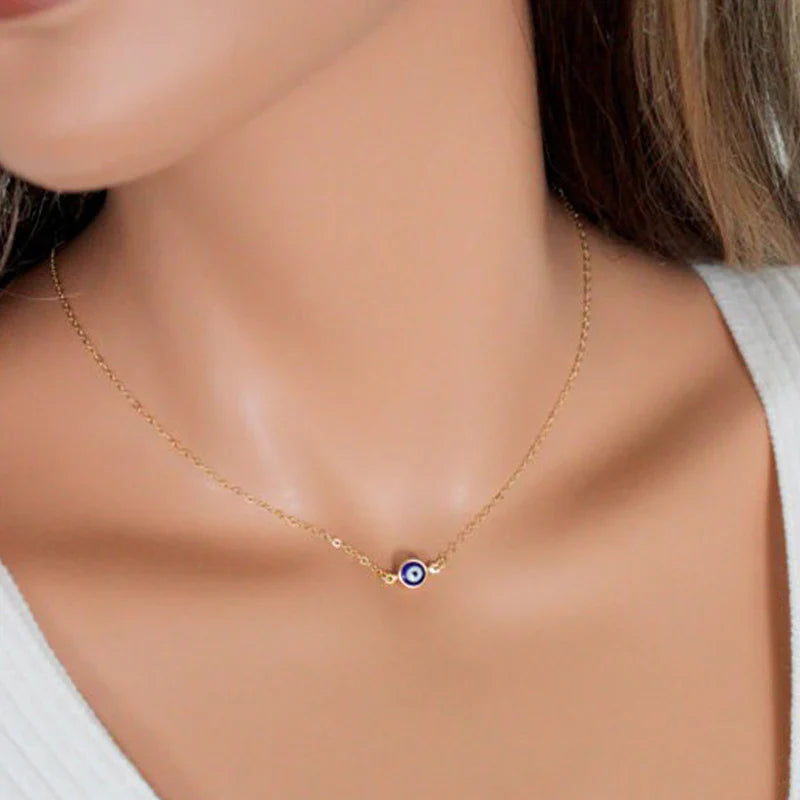 Fashion Simple Blue Eye Pendant Necklace